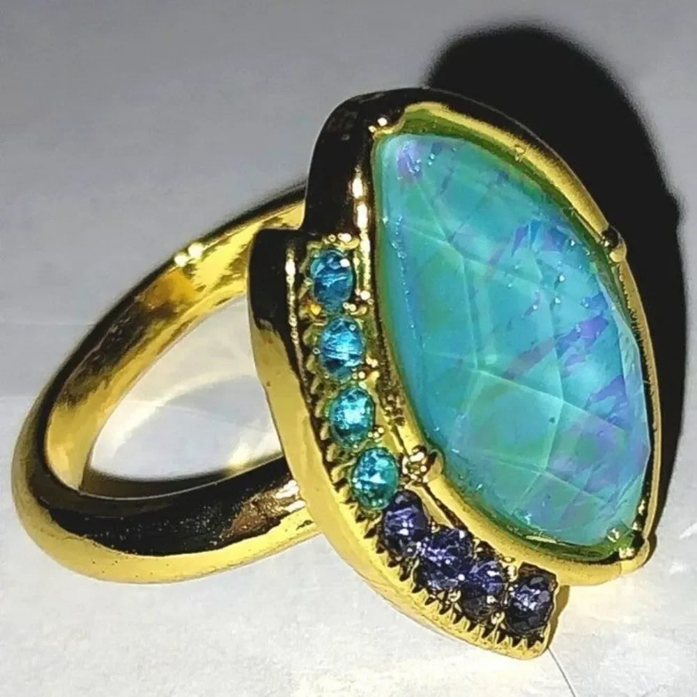 Exquisite Lab Created Opal Stone Ring  sz 7